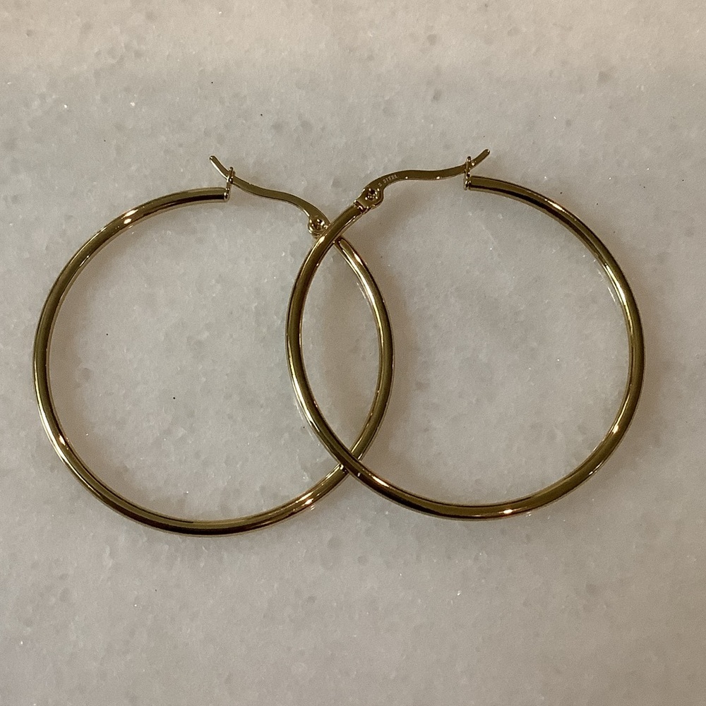 Steeltime Classic Gold Hoop Earrings, Brand New